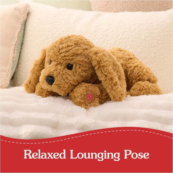 Muttsy Dog Plush 14 Inch Brown Premium Stuffed Animal Puppy Toy for Kids Ages 1+ - Picture 4 of 8